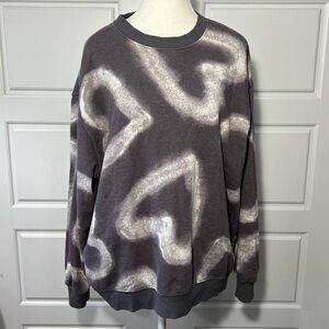 Gray and White Graphic Sweatshirt